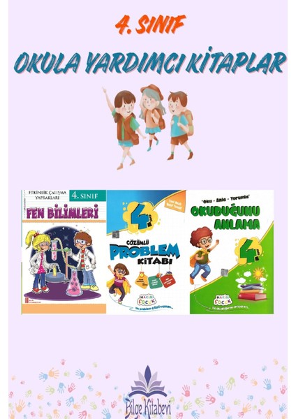 4.sınıf Fen Bilimleri Etkinlik Çalışma Yaprakları + Çözümlü Problem Kitabı + Okuduğunu Anlama