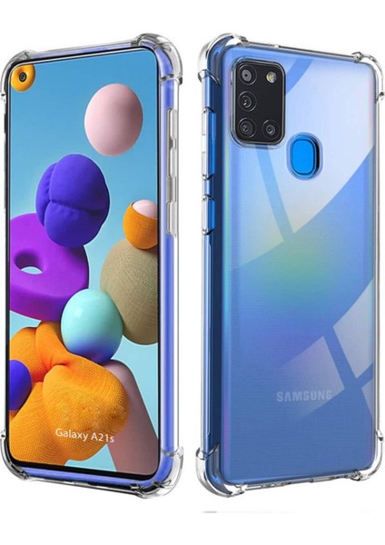 Samsung Galaxy A21S Uyumlu Darbeye Dayanıklı Köşe Korumalı Kılıf Anti Şok Şeffaf Kapak