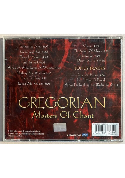 Gregorian Masters Of Chant CD (Orijnal 2000 Dönem Baskı Cd) fiyatları
