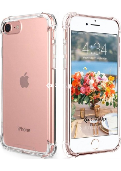 Apple iPhone 8 Uyumlu Darbeye Dayanıklı Köşe Korumalı Kılıf Anti Şok Şeffaf Kapak