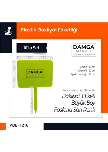 Plastik Saplamalı Yazılıp, Silinebilir Bakliyat, Manav, Pazarcı Etiketliği 12 cm x 16 Cm-10'lu Paket
