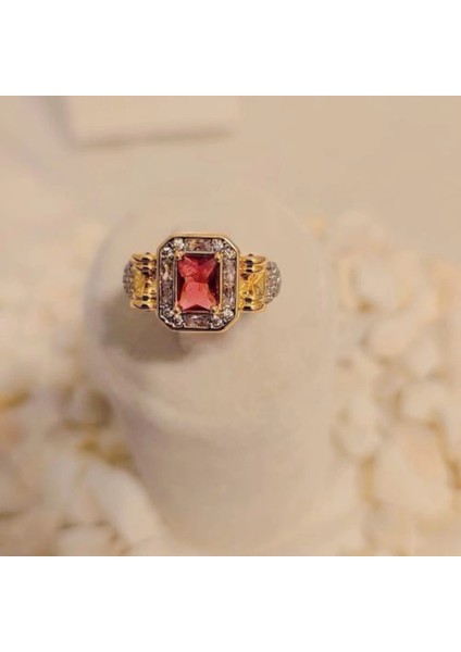 Vintage Kırmızı Taşlı Retro Yüzük fırsatları