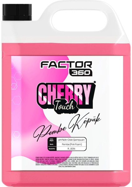 Cherry Touch Pembe Renkli Oto Yıkama Köpüğü Oto Şampuan 1:15 Konsantre 5 L