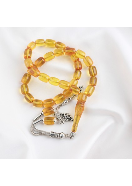 Ateş Kehribar Ayyıldız Işlemeli Imame Kapsül Kesim 9X11MM Tesbih - Sarı fırsatları