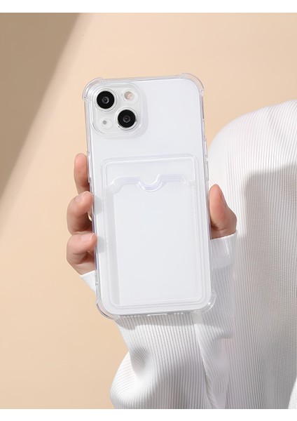 Apple iPhone 13 Mini Uyumlu Kartlıklı Kılıf Kamera Korumalı Anti Şok Şeffaf Kapak