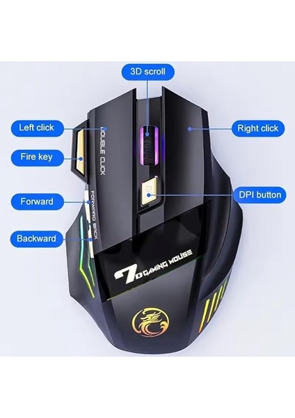 Imice Gw-X7 Rgb Bluetooth+Wireless+Şarjlı Gaming Mouse 3200DPI fiyatları