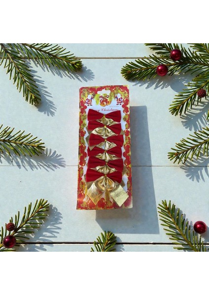 Kırmızı & Gold Fiyonk Yılbaşı Süs Seti (6 Parça) fiyatları