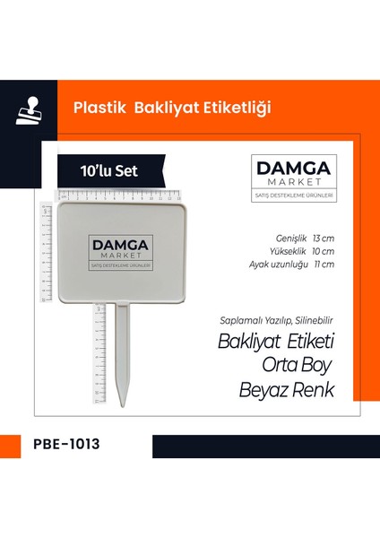 Plastik Saplamalı Yazılıp, Silinebilir Bakliyat, Manav, Pazarcı Etiketliği 10 cm x 13 Cm-10'lu Paket