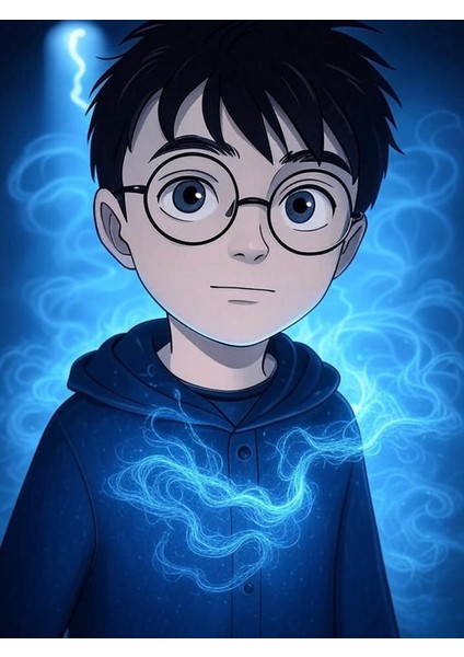 50X70 Doğal Ahşap Tuval Çerçeveli Harry Potter Tablosu