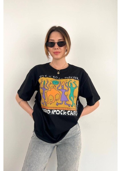 Hard Rock Baskılı Basic Kısa Kollu T-Shirt Siyah modelleri