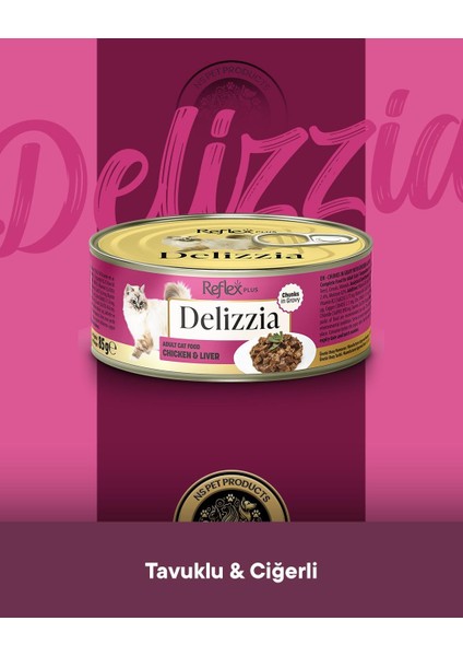 Plus Delizzia Yetişkin Tavuklu-Ciğerli Gravy Kedi Maması 6X85 Gram modelleri