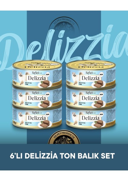 Plus Delizzia Yetişkin Ton Balıklı Pate Kedi Maması 6X85 Gram