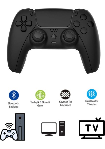 2 Adet Siyah Beyaz Kablosuz Bluetooth Gyro Titreşimli Oyun Kolu Joystick Ps4 Kolu Ps Pc Tv Uyumlu modelleri
