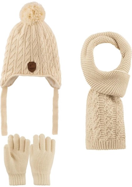 4-8 Yaş Erkek Çocuk Atkı Bere Eldiven Içi Polarlı 3'lü Takım 25170-10