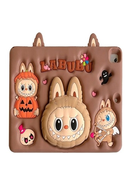 Apple iPad 8.nesil 10.2 Inç A2270 A2429 Askılı Labubu Standlı Kılıf Tablet Kalemi+Kirilmaz Cam