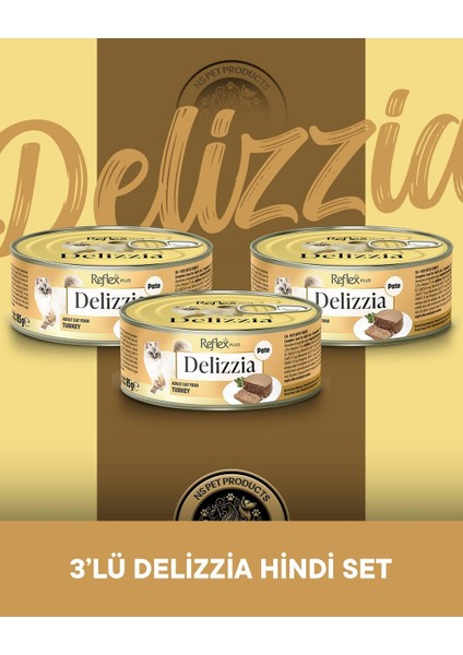 Plus Delizzia Yetişkin Hindi Etli Pate Kedi Maması 3X85 Gram fiyatları