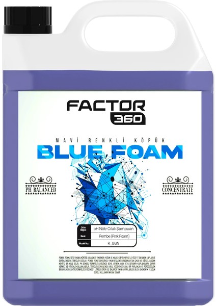 Blue Foam Mavi Renkli Oto Yıkama Köpüğü Oto Şampuan 1:15 Konsantre 5 L