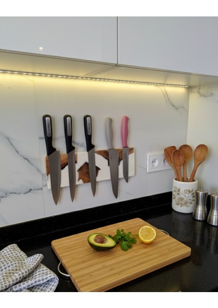 38 cm - Sanatsal Epoksi Mıknatıslı Bıçak Standı – Ahşap Detaylı, Modern Mutfaklara Özel - Epoksi Içinde Ahşap Tasarımlı Manyetik Bıçak Tutucu – Güçlü Mıknatıs, Duvar Tipi fiyatları