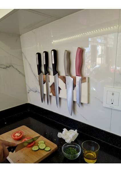 38 cm - Sanatsal Epoksi Mıknatıslı Bıçak Standı – Ahşap Detaylı, Modern Mutfaklara Özel - Epoksi Içinde Ahşap Tasarımlı Manyetik Bıçak Tutucu – Güçlü Mıknatıs, Duvar Tipi fırsatları