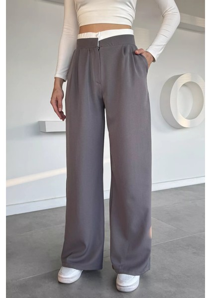 Kadın Yüksek Bel Pileli Palazzo Pantolon P-00019312