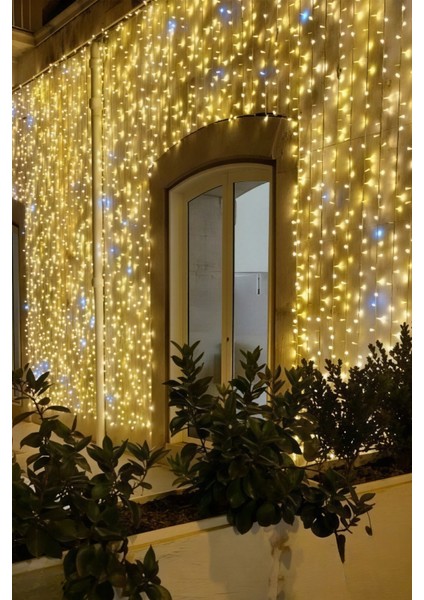 3x1 Metre Perde LED Gün Işığı Beyaz Flaşlı 108 Ledli Eklenebilir IP65 Dış Mekan Beyaz Kablolu Dekoratif LED Işık Yılbaşı Süsü