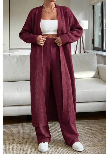 Kadın Bel Lastikli Triko Pantolon Uzun Hırka Ikili Takım P-00019635 fiyatları