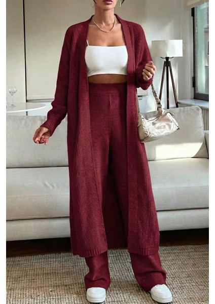 Kadın Bel Lastikli Triko Pantolon Uzun Hırka Ikili Takım P-00019635 fırsatları