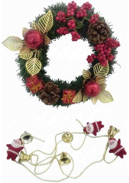 Yılbaşı Kapı Süsü ( Çelenk) 21 cm + 1,50 mt Yılbaşı Zincir fiyatları