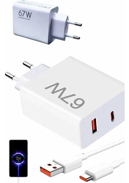 Hızlı Şarj Aleti Adaptörü Kablo Seti 67W Uzun Ömürlü Beyaz - ME001W-51W096