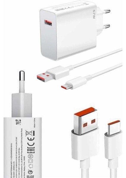 Hızlı Şarj Aleti Adaptörü Kablo Seti 67W Uzun Ömürlü Beyaz - ME001W-51W096 fırsatları