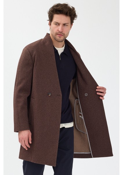 Erkek Kruvaze Kaşe Palto Mont Kahverengi fiyatları