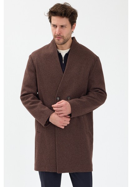 Erkek Kruvaze Kaşe Palto Mont Kahverengi modelleri