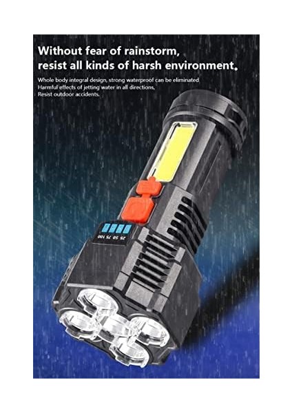 Şarjlı 5 Ledli Ultra Güçlü Profesyonel El Feneri Şarj Göstergeli Su Geçirmez Cob LED Fener Işıldak Ultra Hafif fiyatları