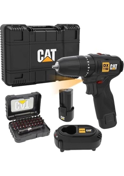 DX1160 12VOLT/2.0AH Li-Ion Çift Akülü Kömürsüz Profesyonel Şarjlı Darbeli Matkap + DA01901 32 Parça Aksesuar Seti modelleri
