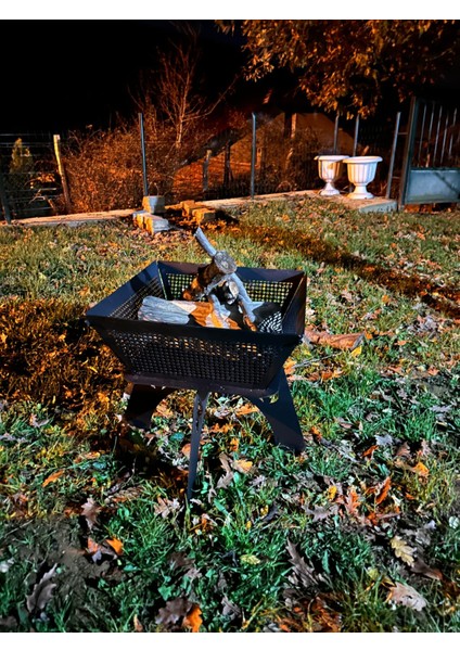 Ateş Çukuru Portatif Hafif Estetik Görünüm Katlanır Çanta Hediyeli Ateş Çukuru