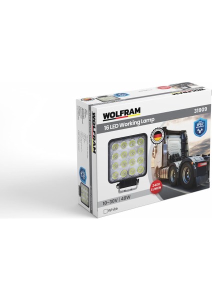LED Kare Çalışma Lambası 16 LED 10/30V E-Belgeli 48W - Wolfram 31909 fiyatları
