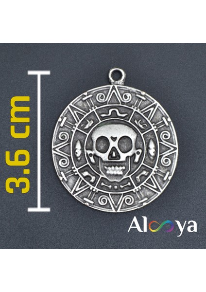 Aztec Karayip Korsanları Madalyon Gümüş Kaplama Kolye Ucu fiyatları