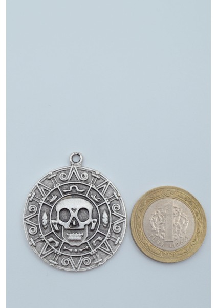 Aztec Karayip Korsanları Madalyon Gümüş Kaplama Kolye Ucu modelleri