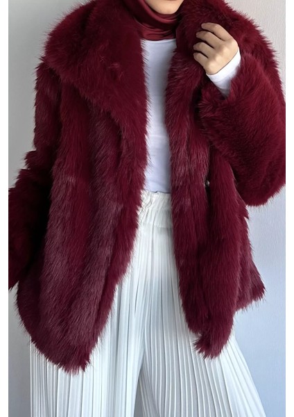 Iç Astarlı Çift Cepli Kürklü Tesettür Mont P-00019456