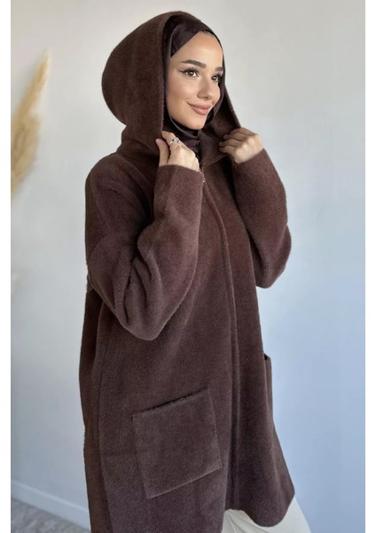 Ön Gold Fermuarlı Kapüşonlu Çift Cepli Tesettür Triko Ceket P-00019299 fırsatları