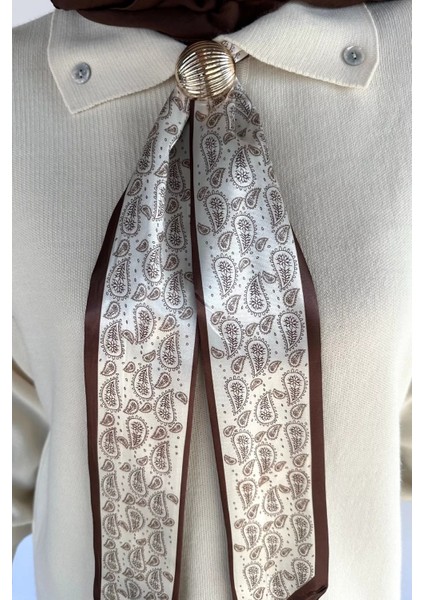 Gülseli Polo Yaka Fular Aksesuarlı Tesettür Triko Tunik P-00019399 fırsatları