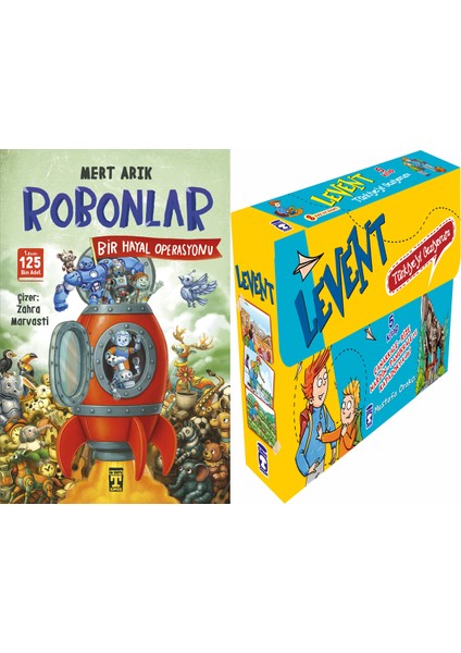 Robonlar 2 Bir Hayal Operasyonu (Mert Arık) ve Levent Türkiyeyi Geziyorum 1 Set - (5 Kitap)