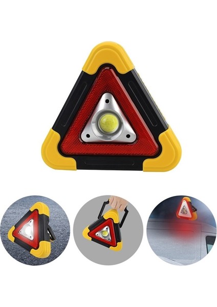 Şarjlı Üçgen Uyarı Lambası - 500 Lümen Cob LED Çalışma Işığı, Acil Durum ve Tamir Lambası