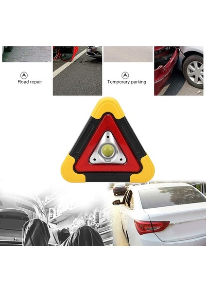 Şarjlı Üçgen Uyarı Lambası - 500 Lümen Cob LED Çalışma Işığı, Acil Durum ve Tamir Lambası