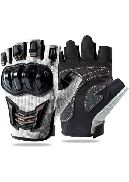 Unisex Korumalı Yarım Parmak Premium Motorsiklet Eldiveni