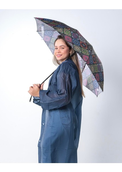 Renkli Etnik Desenli 8 Telli Kadın Şemsiye, Rüzgar Dayanıklı ve Şık Tasarım modelleri