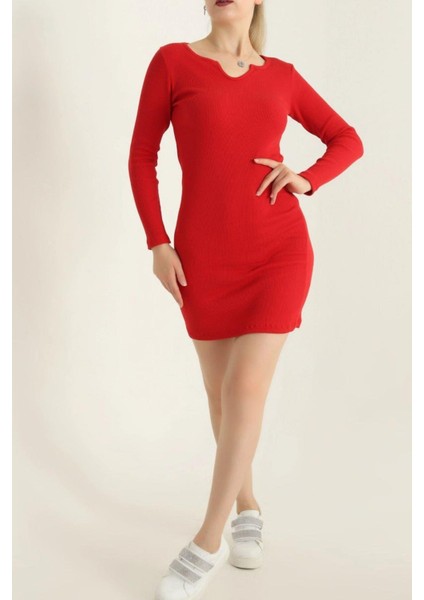 Fitilli Likralı Elbise Kırmızı indirimleri
