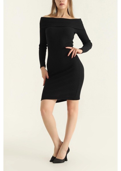 Madonna Yaka Fitilli Elbise Siyah fiyatları