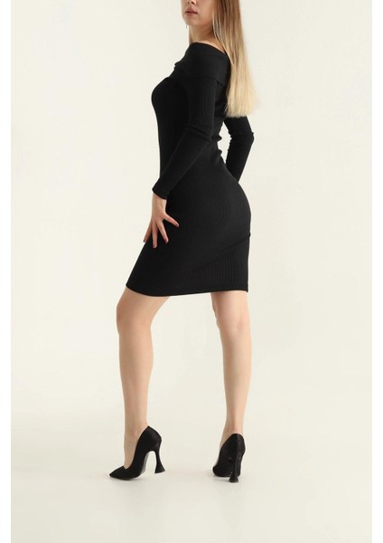 Madonna Yaka Fitilli Elbise Siyah fırsatları