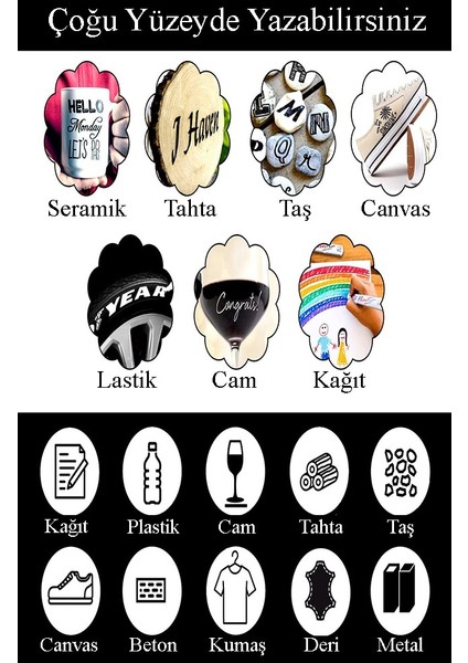 Beyaz Keçeli Kalem 2 Adet Kalıcı Marker Kalem Yağ Bazlı Cam Metal Seramik Ahşap Lastik Plastik Taş Yüzey fiyatları